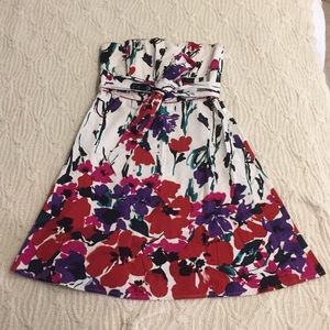 Spense Petite a-line floral strapless dress
